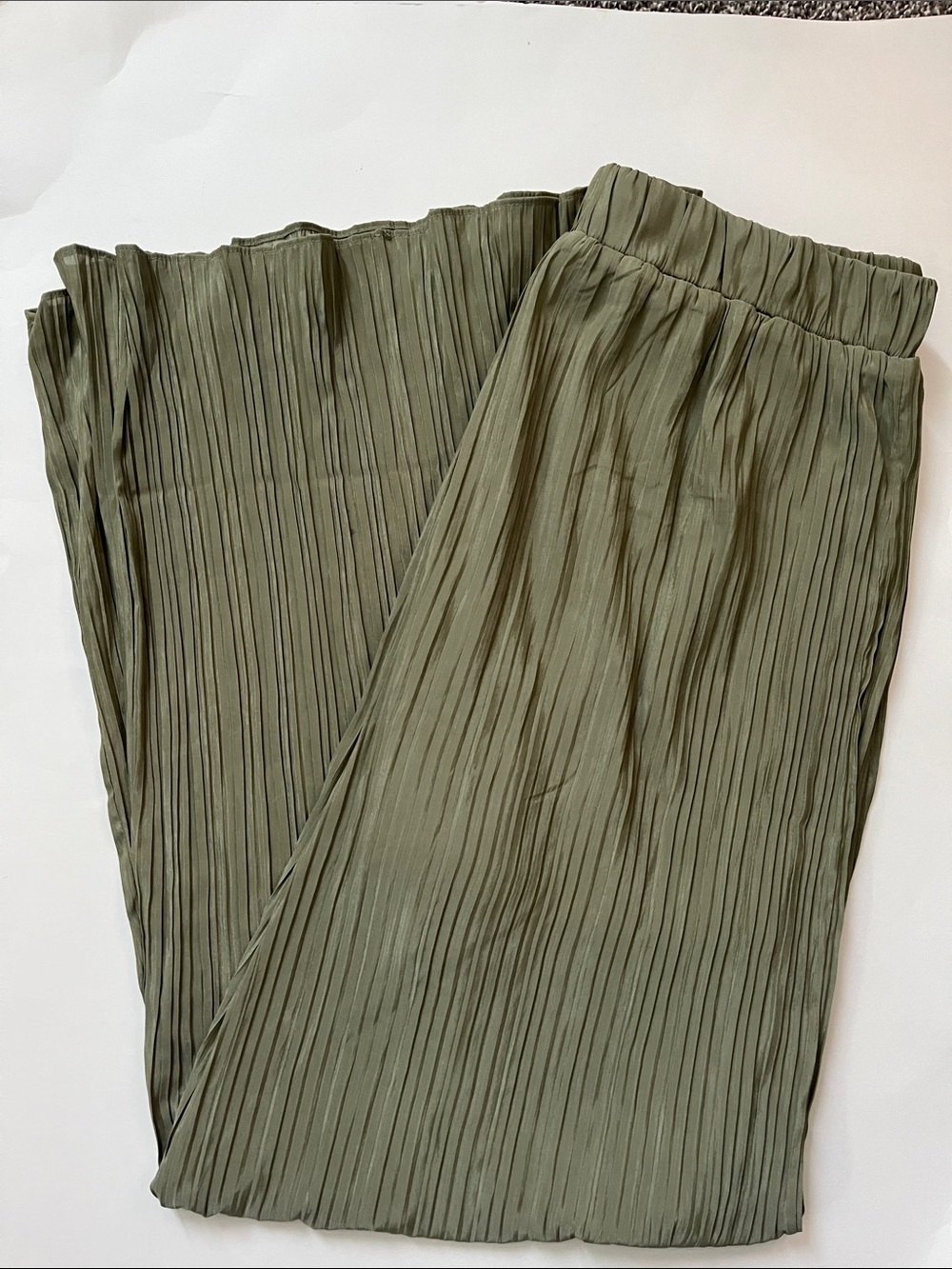 Sage Crinkle Wide Leg Dress Pants